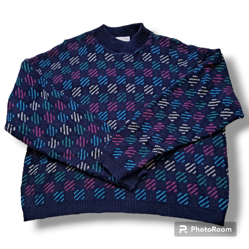 Vintage funky blue sweater 80s 90s